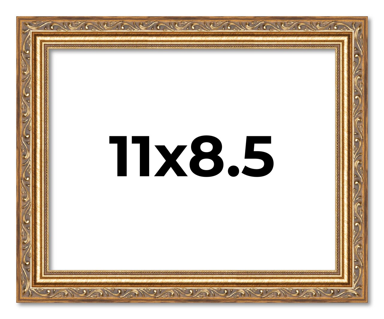 11x8.5 Solid Wood Antique Picture Frame with UV-Resistant Acrylic & Acid-Free Backing, Available in 4 Finishes: Bronze, Gold, Silver, and Gold with Black
